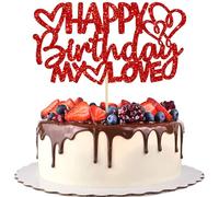Gyufise 1 pz rosso Happy Birthday My Love Cake Topper My Love Decorazione per torta di compleanno con cuore per moglie, marito, figli o genitori forniture per la decorazione di feste
