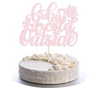 Gyufise 1 set di decorazioni per torta rosa con glitter "Baby It's Cold Outside", decorazione per torta invernale per baby shower, fiocchi di neve, decorazioni per torte di Natale, forniture