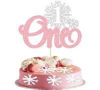 Gyufise 1 topper per torta a forma di fiocco di neve glitterato a tema invernale congelato primo compleanno fiocco di neve un plettro per torta per l'inverno Onederland Baby Shower Bambini 1 °