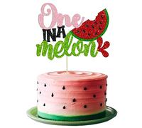 Gyufise 1 topper per torta con anguria glitterato One in a Melon Cake Pick Anguria Primo Compleanno Decorazioni per torta per frutta estiva Baby Shower Ragazzi Ragazze Decorazioni per il primo