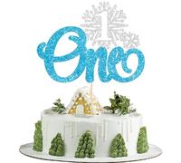 Gyufise 1 topper per torta con fiocco di neve per il primo compleanno, glitterato, tema invernale congelato, primo compleanno, fiocco di neve, decorazioni per torte per l'inverno Onederland Baby