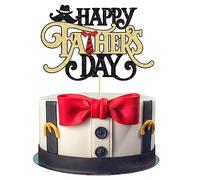 Gyufise 1 topper per torta con scritta "Happy Father's Day" e scritta in inglese "Love Dad Best Dad", con cappello e corona, per festa del papà, festa di compleanno, decorazioni per torte