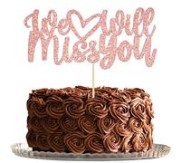 Gyufise 1 topper per torta con scritta "We Will Miss You", per cambiamento di lavoro, addio, pensionamento, laurea, feste, decorazioni per torte, oro rosa glitterato