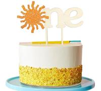 Gyufise 1 topper per torta con sole e scritta "Sunshine One" per il 1° compleanno, decorazione per torta in legno con scritta "First Trip Around the Sun You Are My Sunshine"