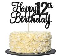 Gyufise 1 topper per torta per 12 ° compleanno glitterato per 12 ° compleanno torta pick saluti a 12 anni dodici favolose decorazioni per torte per 12 ° compleanno a tema forniture per feste nere