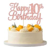 Gyufise 1 topper per torta per il 10° compleanno con glitter per 10° compleanno, per torta con 10 anni, dieci favolose decorazioni per torte per 10° compleanno, decorazioni per feste a tema oro rosa