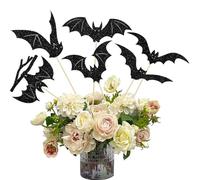 Gyufise 12 bastoncini centrotavola neri a forma di pipistrello, con glitter | Fiori Centrotavola Bastoni Decorazioni per feste di Halloween per Halloween Tema Baby Shower Bambini Compleanno Forniture