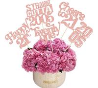 Gyufise 15 bastoncini centrotavola per 21° compleanno, ventuno dritti fuori dal 2005, centrotavola da tavola, per saluti al 21° compleanno, forniture per feste di compleanno, oro rosa