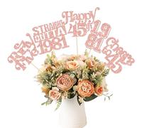 Gyufise 15 bastoncini centrotavola per 45° compleanno, 45 anni, dritti dal 1981, centrotavola per fiori da tavola, saluti a 45 decorazioni per feste di 45° compleanno, oro rosa