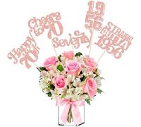 Gyufise 15 bastoncini centrotavola per 70° compleanno con scritta "Happy 70th Birthday", per feste di compleanno, colore: oro rosa