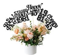 Gyufise 15 bastoncini per centrotavola per 45° compleanno, 45 pezzi, dritti dal 1981, centrotavola per fiori da tavola, saluti a 45 decorazioni per feste di 45° compleanno, nero