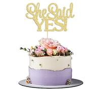 Gyufise 1Pcs Oro She Said Yes Cake Topper per Fidanzamento Nuziale Doccia di Nozze Proposta Addio Addio Del Partito Decorazioni Forniture