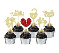 Gyufise 24 decorazioni per cupcake con scritta "Divorce Finally Done Just Divorced", per rompere il tema Bye Freedom, addio al celibato, divorzio, feste, decorazioni per torte, forniture dorate