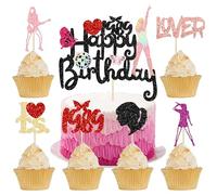 Gyufise 25 topper per cupcake con cantante musicale, glitterati, Happy Birthday dal 1989, per feste di compleanno a tema concerto di amante, forniture per feste di compleanno