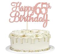 Gyufise 3 decorazioni per torta Happy 65th Birthday Glitter 65th Birthday Cake Pick Cheers to 65 years Old Sessantacinque Favolose decorazioni per torte per feste a tema 65° compleanno, oro rosa