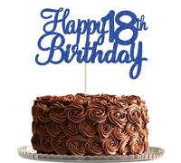 Gyufise 3 topper per torta per 18° compleanno con glitter blu per 18° compleanno per 18 anni diciotto favolose decorazioni per torte per 18° compleanno anniversario di matrimonio forniture per feste