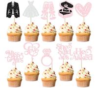 Gyufise 30 decorazioni per cupcake con scritta in inglese "She Said Yes", con brillantini, con scritta "I Do Love", con scritta in inglese "Miss to Mrs He Asked", per addio al nubilato, matrimonio