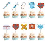 Gyufise 36 pezzi topper per cupcake infermieristica scuola laurea cupcake plettri per medicina Rn infermiera Grad a tema festa di compleanno decorazioni per torte forniture