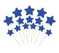 Gyufise 42 topper per cupcake a forma di stella blu scuro, glitterati, dimensioni miste, decorazioni per matrimoni, fidanzamenti, baby shower, feste di compleanno