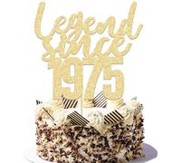 Gyufise Confezione da 1 topper per torta con scritta "Legend Since 1975", con glitter dorati, decorazione per torta per 50° compleanno, auguri fino a 50 anni, per 50° compleanno di uomini e donne, 50