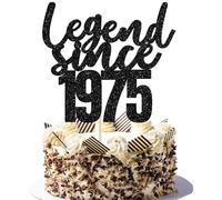 Gyufise Confezione da 1 topper per torta con scritta "Legend Since 1975", con glitter neri, decorazione per torta per 50° compleanno, auguri fino a 50 anni, per 50° compleanno di uomini e donne, 50