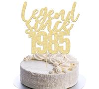 Gyufise Confezione da 1 topper per torta con scritta "Legend Since 1985", con glitter dorati, per uomini e donne, decorazione per torta per 40° compleanno, anniversario di matrimonio, forniture per