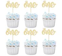 Gyufise Confezione da 24 decorazioni per cupcake glitterate dorate per il primo compleanno per bambini ragazzo ragazza primo compleanno forniture di decorazione