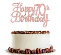 Gyufise Confezione da 3 topper per torta in oro rosa Happy 70th Birthday Happy 70 topper per cupcake a 70 favolosi decorazioni per torte per 70th Birthday Party Decoration Supplies