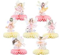 Gyufise Confezione da 7 centrotavola a nido d'ape, decorazioni per feste di compleanno, centrotavola per feste a tema, decorazioni per feste a tema, My Fairy First Birthday Baby Shower Forniture