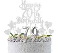 Gyufise Set di 15 topper per torta per 70° compleanno con cuore stella glitterata Cheers to 70 Years Cake Picks numero 70 candele decorazioni per torte per buon 70° compleanno anniversario forniture