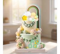Gyufise Set di 33 decorazioni per torte a forma di orso, decorazioni per torte a sfera, arcobaleno, nuvola, stella, cupcake, per feste di compleanno a tema invernale per baby shower, forniture per