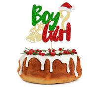 Gyufise Topper per torta natalizio con cappello di Babbo Natale, decorazione per torta invernale per baby shower, compleanno dei bambini, forniture per feste a tema natalizio (1 confezione)