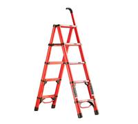 GYYDXXFC Scalas Pieghevole Multiuso, Scalas Telescopica A Telaio, Scale A Sgabello in Alluminio, con Piedini Antiscivolo, for Casa, Cucina, Ufficio(Red,6 Step)