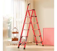 GYYDXXFC Scalas Telescopica in Alluminio, Luce di Emergenza Intelligente, Scalas di Sicurezza for La Casa, for La Cucina di Casa(Red,6 Step)