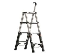 GYYDXXFC Scalas Telescopica in Alluminio, Scalas Alta E Robusta, Corrimano Telescopico, con Impugnatura, for Lavori All'aperto in Cucina E Magazzino(Silver,4 Step)