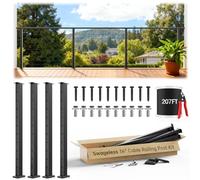 Gyykzz - Kit di ringhiere per cavi da 30-6 m, nero, 91,4 cm, 4 livelli, sistema di ringhiere con terminale riutilizzabile senza swageless, sistema di ringhiere rivestito nero SST304 con lunghezza del