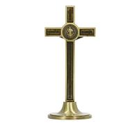 GYZOUKA Croci Cattolica Crocifisso Cattolico Crocifisso a Mano Made in Lega di Zinco Croce di Metallo con Base Rimovibile per il di Battesimo Dell'altare della Chiesa della Chiesa (Colore di rame)