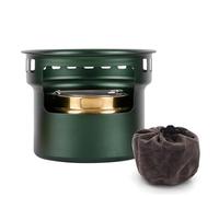 GYZOUKA Fornello Ad Alcool Portatile, Bruciatore Antivento in Ottone in Lega di Alluminio con Maniglia Pieghevole e Custodia, per Picnic in Campeggio (Verde scuro)