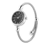 GYZOUKA Orologio da Polso per Bracciale Cinghia in Lega Rotonda in Lega da Donna con Composizione dei Numeri Arabi Romani per Femmina (Piatto nero romano)