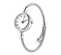 GYZOUKA Orologio da Polso per Bracciale Cinghia in Lega Rotonda in Lega da Donna con Composizione dei Numeri Arabi Romani per Femmina (Piatto bianco romano)