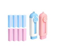 GZBABY Gomma retrattile con custodia in plastica, confezione da 2, gomma scorrevole per matita, include 8 ricambi, facile da riporre (blu e rosa)