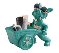 GZBMEZS Ciotola per caramelle a forma di cane, in resina, statuetta per caramelle, adorabile e creativo cane che tira un carro, statua decorativa per tavolo d'ingresso