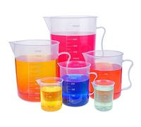 GZcaiyun Set di 6 misurini con manico, in plastica, 50/100/250/500/1000/2000 ml, dosatore per la cura dell'auto, laboratorio, cucina e cottura