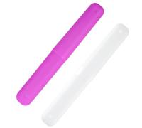 GZDAOXIA 2 Pezzi Custodia per Spazzolino Protettiva Portatile,Porta Spazzolino da Viaggio,per Viaggi in Famiglia,campeggio(Bianco/Viola)