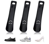 GZDAOXIA set di 3 nero calzascarpe, con 15cm manico, calzascarpe corto,calzascarpe Plastica,uomini e donne universali,ideale per aiuto calza scarpe