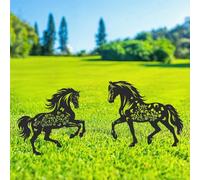 GZDDYUMYJX Metallo Cavallo decorazione da giardino, 2 Pezzi Nero Cavallo Silhouette Statue Giardino Decor per Esterno, Arredamento Esterno, Yard Art, Regali