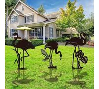 GZDDYUMYJX Metallo fenicottero decorazione da giardino, 3 Pezzi Nero Fenicottero Silhouette Statue Giardino Decor per Esterno, Arredamento Esterno, Yard Art, Regali (Fenicottero nero)