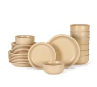GZG Vintage Series - Set di stoviglie in ceramica per 8, 24 pezzi piatti e ciotole in gres porcellanato, senza piombo, set di piatti fatti a mano, adatto al microonde e alla lavastoviglie, albicocca