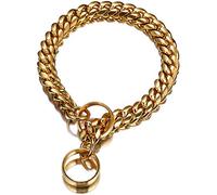 GZGLZDQ 18k Cani Catena Collare Link Collana in Acciaio Inox Choker per Bulldog Rottweiler Catena Spessa 14MM Larghezza (Color : Gold, Size : 24inch/61cm)