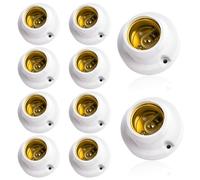 GZGXKJ 10 Pezzi Portalampada E27 Porta Lampada E27 Portalampada da Soffitto | Universale Porta Lampada da Soffitto 220V, Per Portico Garage Cantina Lampadina a Risparmio Energetico (Bianco)